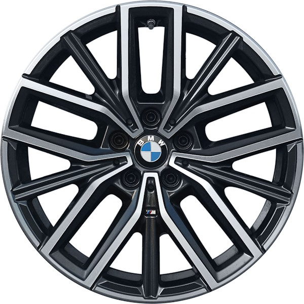 BMW X1 2023-2024 charcoal machined 18x7.5 aluminum wheels or rims. Hollander part number ALY86685, OEM part number 36116891179.