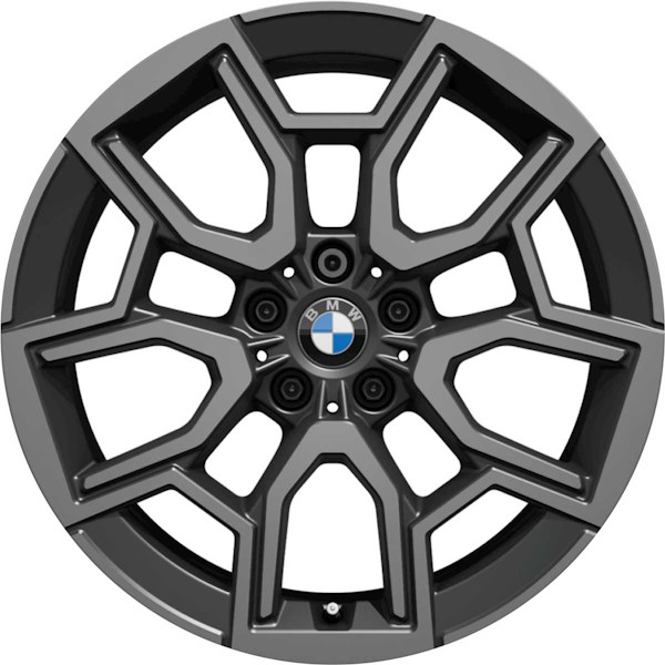 BMW X1 2023-2024 charcoal machined 19x8 aluminum wheels or rims. Hollander part number ALY86686, OEM part number 36116898041.