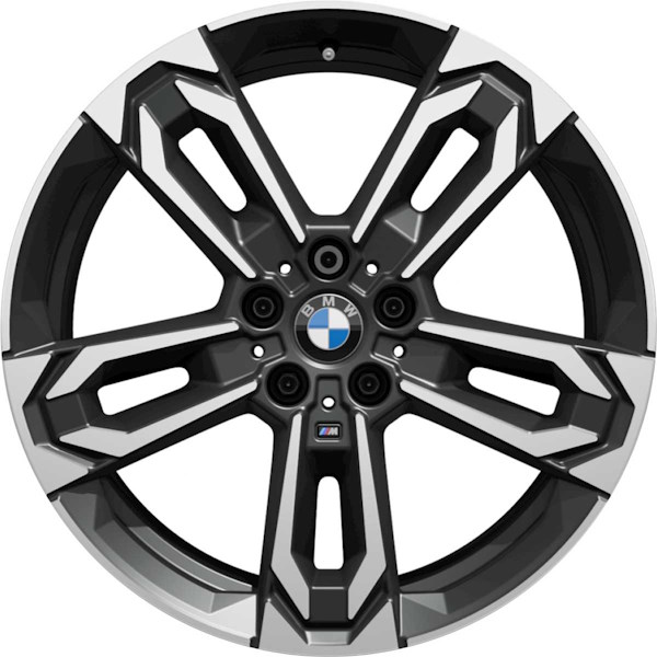 BMW X1 2023-2024 charcoal machined 19x8 aluminum wheels or rims. Hollander part number ALY86687, OEM part number 36116898051.