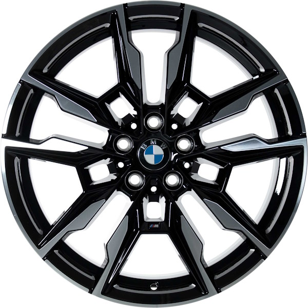 BMW i4 2022-2024,  M440i 2022-2023 black machined 19x8.5 wheels or rims. Hollander part number ALY86640, OEM part number 36118089227.