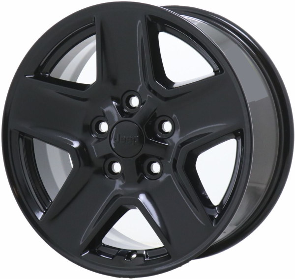 Jeep Gladiator 2020-2023 powder coat black 17x7.5 aluminum wheels or rims. Hollander part number ALY9235U45/9263, OEM part number 4755564AA.