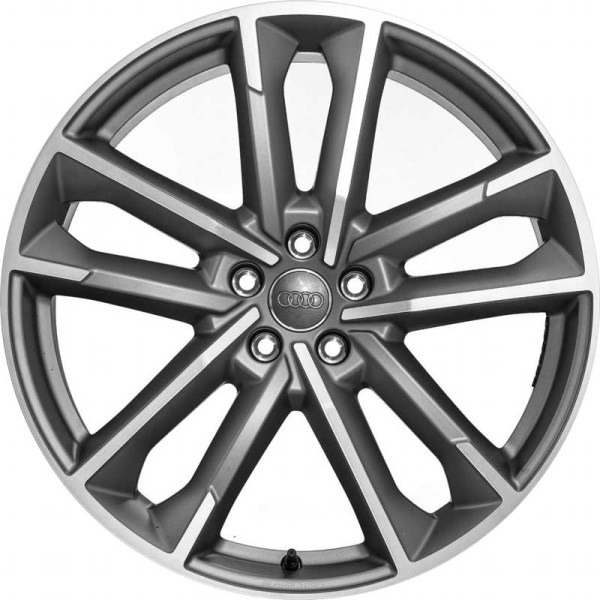 Audi S6 2020-2022 grey machined 21x8.5 aluminum wheels or rims. Hollander part number ALY12045, OEM part number 4K0601025AE.