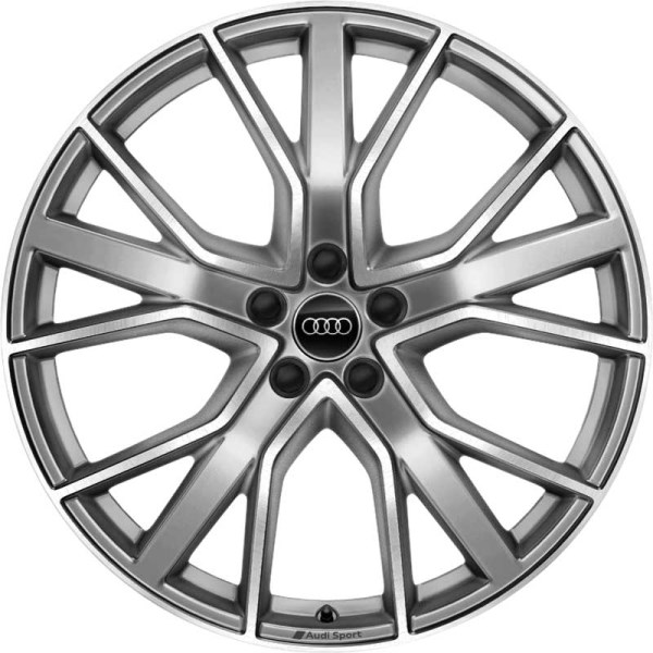 Audi e-tron 2021-2023 grey machined 21x9.5 aluminum wheels or rims. Hollander part number ALY12066, OEM part number 4KE601025C.