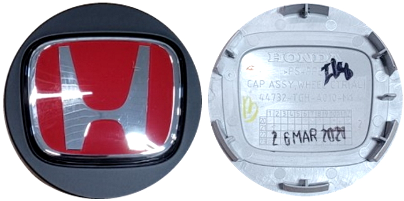 C64116 Honda Civic OEM Charcoal/Red Center Cap #44732TGHA11