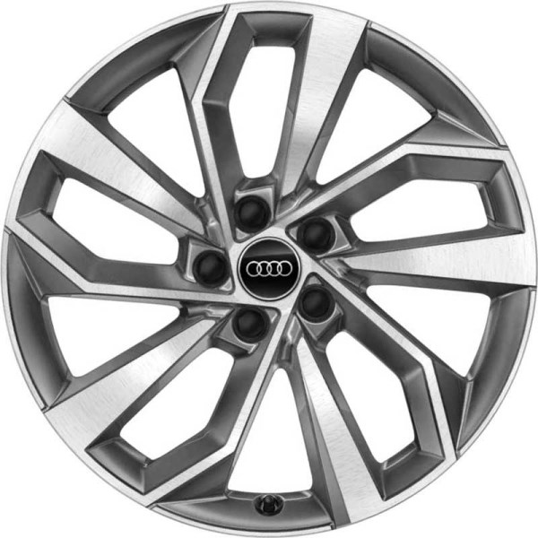 Audi Q5 2021-2024 charcoal machined 19x8 aluminum wheels or rims. Hollander part number ALY12035/95070, OEM part number 80A601025BK.