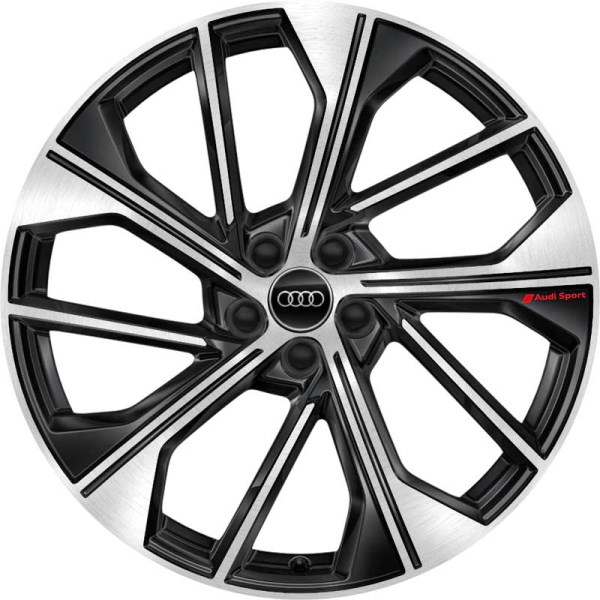 Audi SQ5 2021-2024 black machined 21x8.5 aluminum wheels or rims. Hollander part number ALY12041, OEM part number 80A601025BQ.
