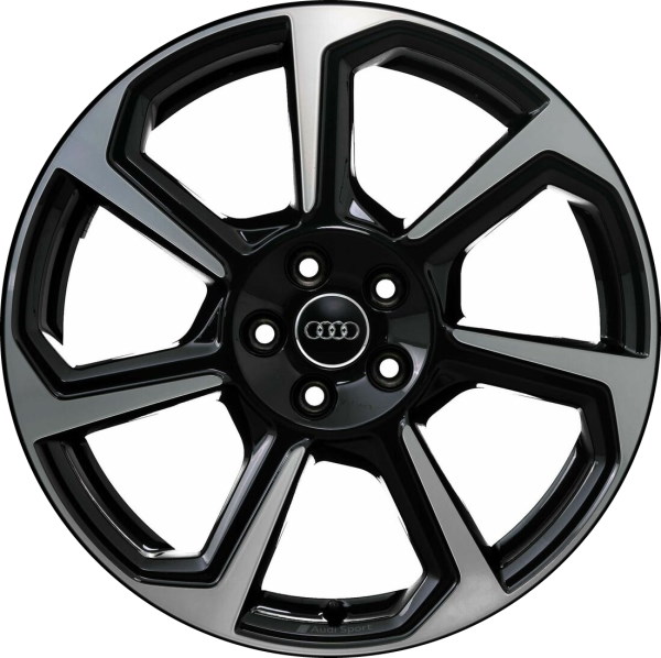 Audi Q3 2021-2025 black machined 19x8.5 aluminum wheels or rims. Hollander part number ALY12027, OEM part number 83A601025D.