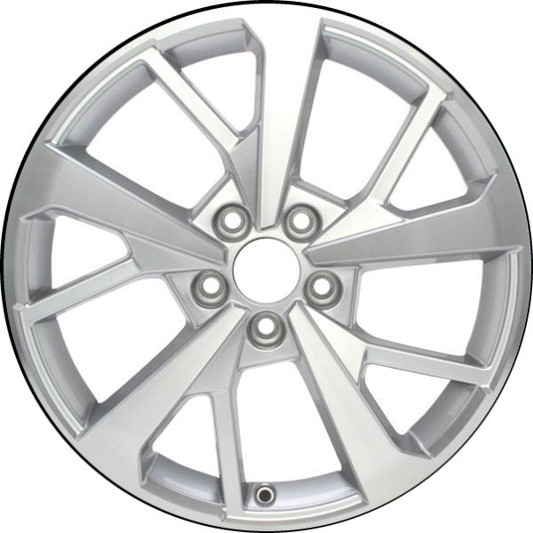 Audi Q3 2021-2024 silver machined 18x7 aluminum wheels or rims. Hollander part number ALY12023/96820, OEM part number 83A601025J.