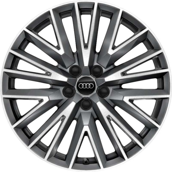 Audi Q3 2021-2024 charcoal machined 19x7 aluminum wheels or rims. Hollander part number ALY12024/96821, OEM part number 83A601025L.