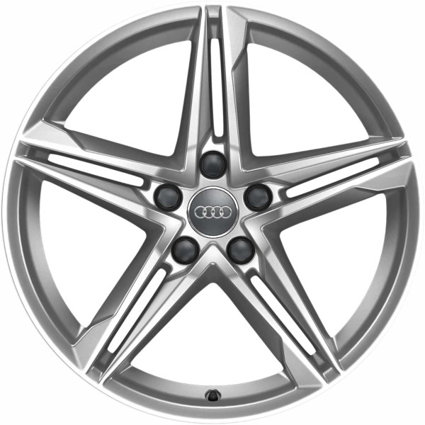 Audi A4 2021-2022 powder coat silver 18x8 aluminum wheels or rims. Hollander part number ALY12030, OEM part number 8W0601025R.
