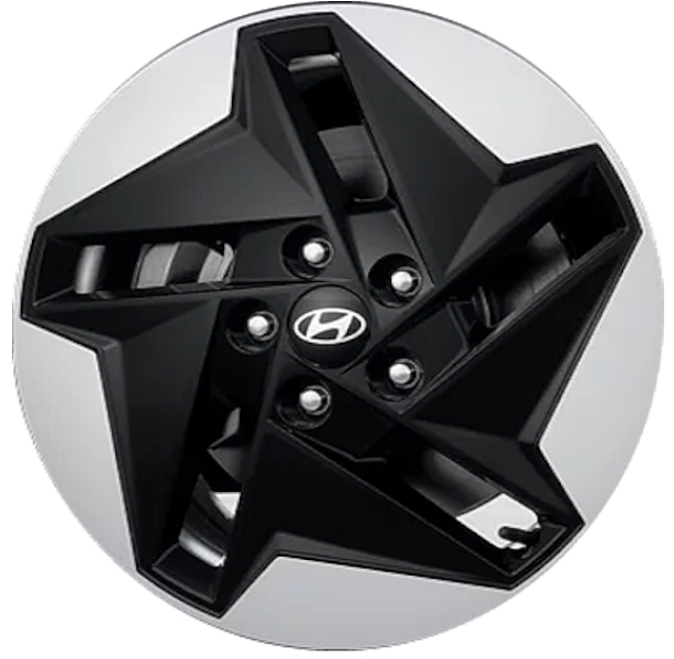 Hyundai Kona Electric 2024-25 charcoal machined 17x7 aluminum wheels or rims. Hollander part number ALY71063, OEM part number 52910BF200