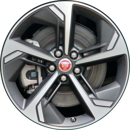 Jaguar E-PACE 2021-2024 charcoal machined 19x8 aluminum wheels or rims. Hollander part number ALY60039U30/60040, OEM part number J9C24923.