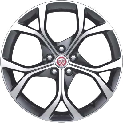 Jaguar F Type 2021 dark grey machined 19x8.5 aluminum wheels or rims. Hollander part number ALY60020U30/60021, OEM part number T2R45851.