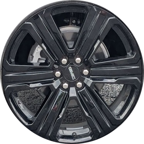 GMC Acadia 2024-2025 powder coat black 22x8.5 aluminum wheels or rims. Hollander part number 14148, OEM part number 84951812