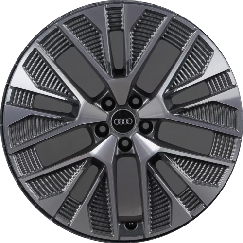 Audi Q8 e-tron etron 2024, charcoal machined 21x9.5 aluminum wheels or rims. Hollander part number 12162 90108, OEM part number 4KE60125AE