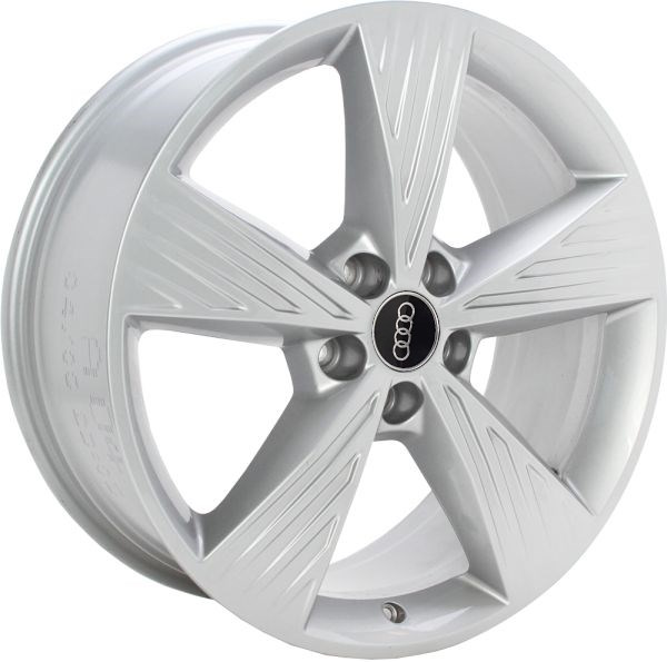 Audi Q4 e-tron 2022-2024 powder coat silver 19x8 aluminum wheels or rims. Hollander part number ALY12121, OEM part number 89A601025B.
