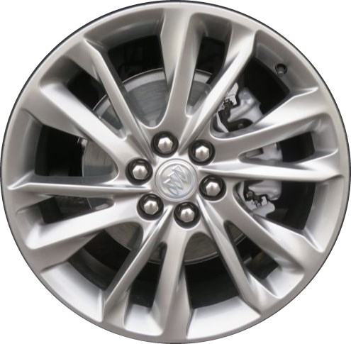 Buick Enclave 2022-2025 powder coat smoked hyper silver 20x8 aluminum wheels or rims. Hollander part number 14070, OEM part number 84353727.