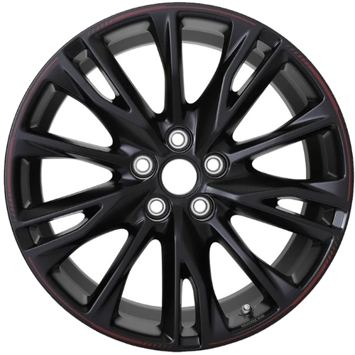 Cadillac XT4 2025 Sport Premium Luxury Powder Coat Multi-Spoke Low Gloss Black with Red Accent Reverse Rim 20x8.5 aluminum wheels or rims. Hollander part number 94164c, OEM part number 42868084