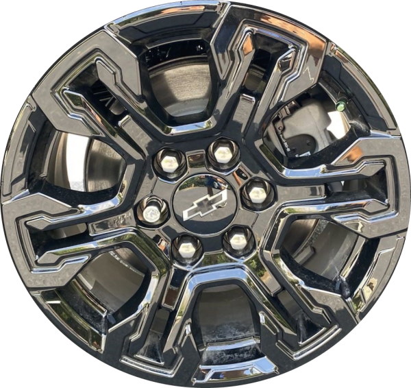 Chevrolet Silverado 1500 2022-2024 GMC Sierra 1500 2022-2024 powder coat black 18x8.5 aluminum wheels or rims. Hollander part number ALY14089B, OEM part number 85117546.