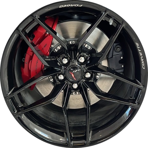 Chevrolet Corvette ZO6 2025 Forged powder coat black 20x10 aluminum wheels or rims. Hollander part number 94103a OEM part number 85707707