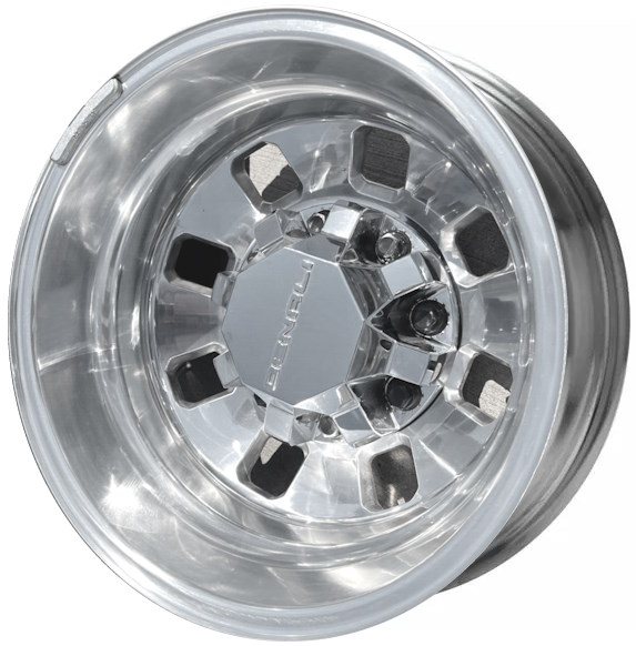 Chevrolet Silverado 3500 DRW 2024-2025, Sierra 3500 DRW 2024-2025 polished 18x6.5 aluminum wheels or rims. Hollander part number 95821, OEM part number 84830463