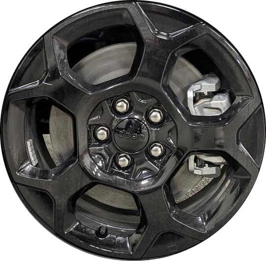 Jeep Compass 2023-2024 powder coat black 17x6.5 aluminum wheels or rims. Hollander part number ALY9271B, OEM part number 6XK511X8AA.