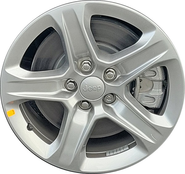 Jeep Compass 2023-2024 powder coat silver 17x7 aluminum wheels or rims. Hollander part number ALY9313/9314, OEM part number 68537498AA, 68544536AA.