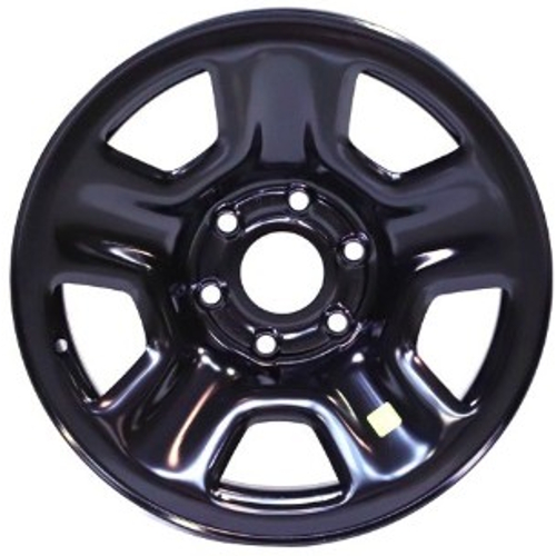Dodge Ram 1500 2019-2024 powder coat black 18x7.5 steel wheels or rims. Hollander part number STL2668U45, OEM part number 4755196AD