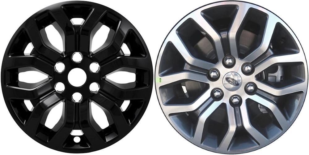 Ford F-150 2021-2023 Black, 6 Y-Spoke, Plastic Hubcaps, Wheel Covers, Wheel Skins, Imposters. ONLY Fits 18 Inch Steel Wheel Pictured. Part Number IMP-491BLK.