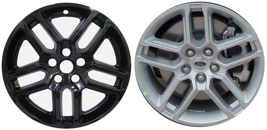 Ford Explorer SUV Active 2025 Black, 10 Spoke, Plastic Hubcaps, Wheel Covers, Wheel Skins, Imposters. Fits 18 Inch Alloy Wheel Pictured to Right. Part Number IMP-8225GB