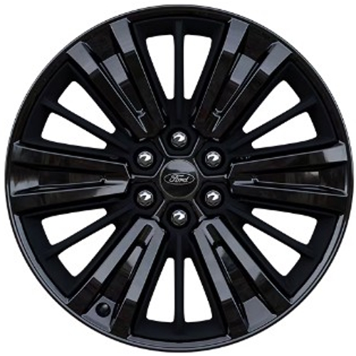 Ford F-150 2024-2025 black painted 22x8.5 aluminum wheels or rims. Hollander part number Not Yet Known, OEM part number RL3Z-1007-G