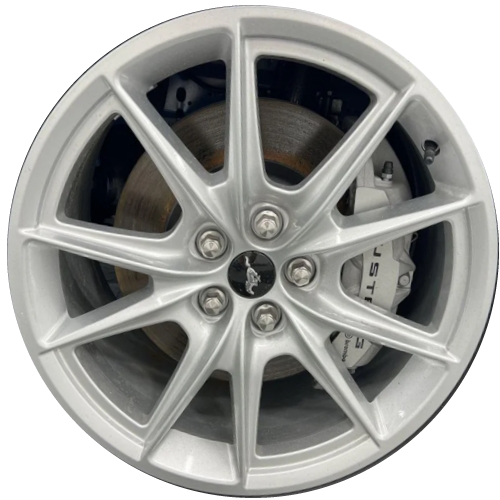 Ford Mustang 2024-2025 powder coat silver 19x8.5 aluminum wheels or rims. Hollander part number 10597 95759, OEM part number #PR3Z1007C