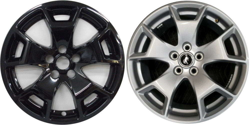 Ford Bronco Sport 2021-2024 Black Painted, 5 Y-Spoke, Plastic Hubcaps, Wheel Covers, Wheel Skins, Imposters. Fits 17 Inch Alloy Wheel Pictured to Right. Part Number IMP-476BLK/7968GB.