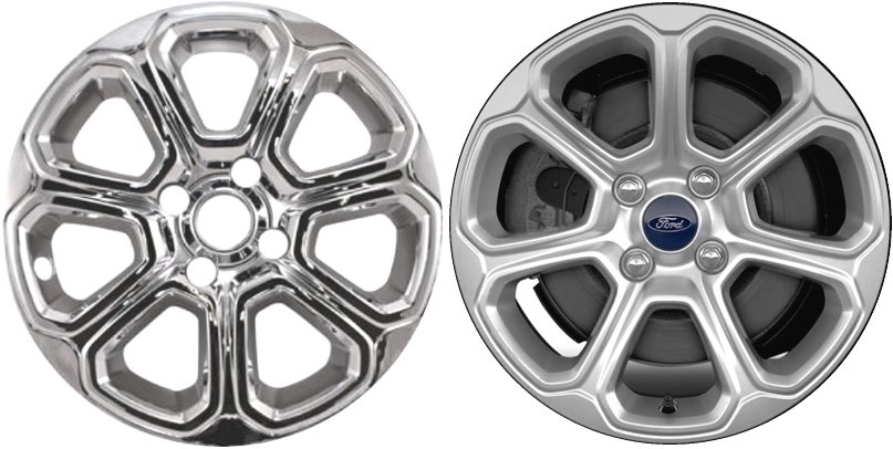 Ford EcoSport 2018-2022 Chrome, 7 Spoke, Plastic Hubcaps, Wheel Covers, Wheel Skins, Imposters. Fits 16 Inch Alloy Wheel Pictured to Right. Part Number IMP-456X/6101PC.