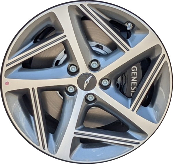 Genesis G80 2022-2025 grey machined 19x8.5 aluminum wheels or rims. Hollander part number ALY70779, OEM part number 52910-T1280.