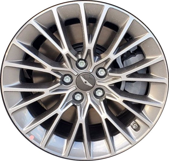 Genesis G80 2021-2024 grey machined 18x8 aluminum wheels or rims. Hollander part number ALY71014, OEM part number 52910-T1100.