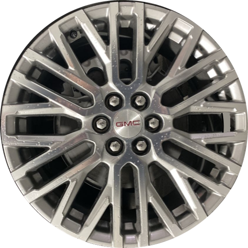 GMC Acadia 2024-2025 silver machined 20x8 aluminum wheels or rims. Hollander part number 95993, OEM part number 84883611