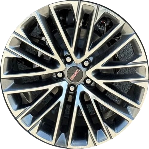 GMC Terrain Denali 2026 after midnight charcoal machined 20x8 aluminum wheels or rims. Hollander part number 94256, OEM part number 26428347