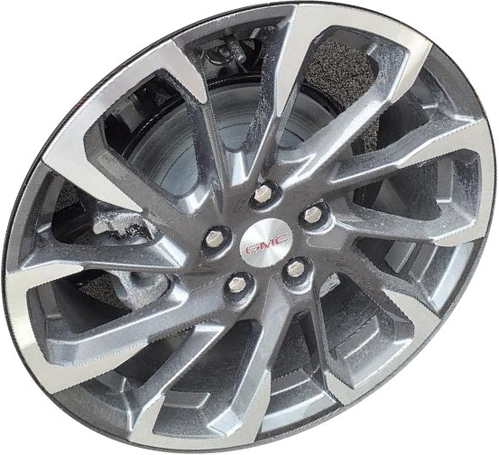 GMC Terrain 2022-2024 charcoal machined 19x7.5 aluminum wheels or rims. Hollander part number ALY95204U30, OEM part number Not Yet Known.