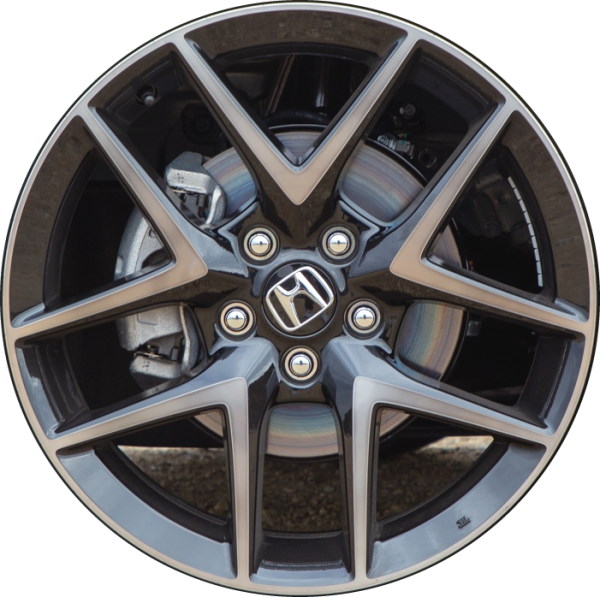Honda Civic 2022-2024 black machined 18x8 aluminum wheels or rims. Hollander part number ALY10393a, OEM part number 42700T20A31.
