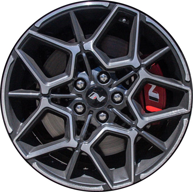 Hyundai Kona 2022-2023 charcoal machined 19x8 aluminum wheels or rims. Hollander part number ALY71041, OEM part number 52910I3000.