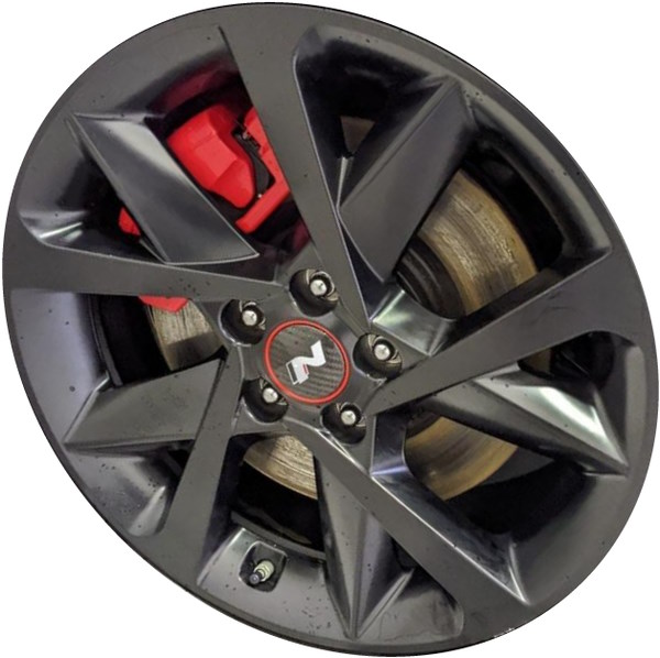 Hyundai Sonata 2022-2023 black painted 19x8 aluminum wheels or rims. Hollander part number 71010b, OEM part number 52906L0ZA0.