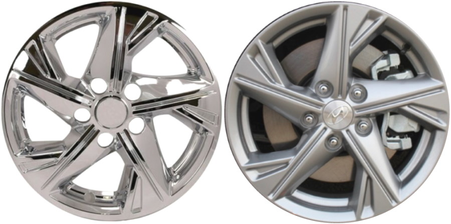 Hyundai Sonata 2020-2023 Chrome, 5 Spoke, Plastic Hubcaps, Wheel Covers, Wheel Skins, Imposters. ONLY Fits 16 Inch Alloy Wheel Pictured. Part Number IMP-463X.