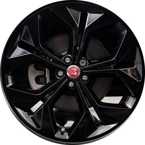Jaguar E-PACE 2018-2024 black painted 21x8 aluminum wheels or rims. Hollander part number ALY59996, OEM part number J9C24670