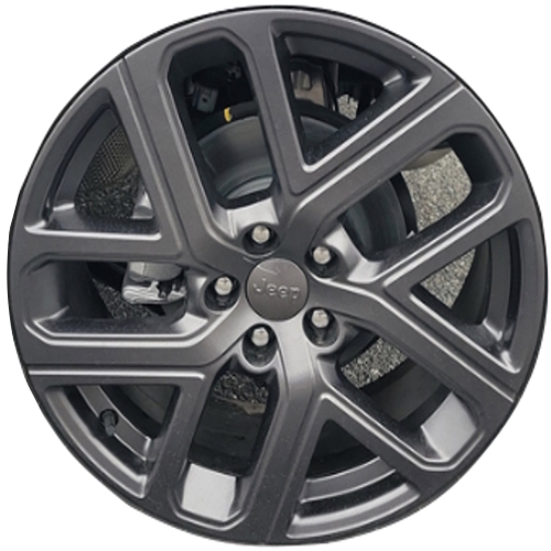Jeep Compass Limited 2024-2025 powder coat grey 19x7.5 aluminum wheels or rims. Hollander part number 95849, OEM part number 68628069AA