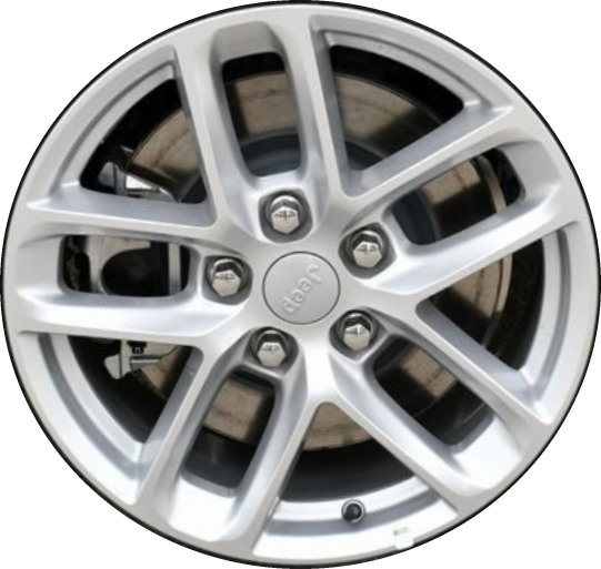 Jeep Grand Cherokee 2022-2025, Grand Cherokee L 2021-2025 powder coat silver 18x8 aluminum wheels or rims. Hollander part number 9286, OEM part number 4726885AA.