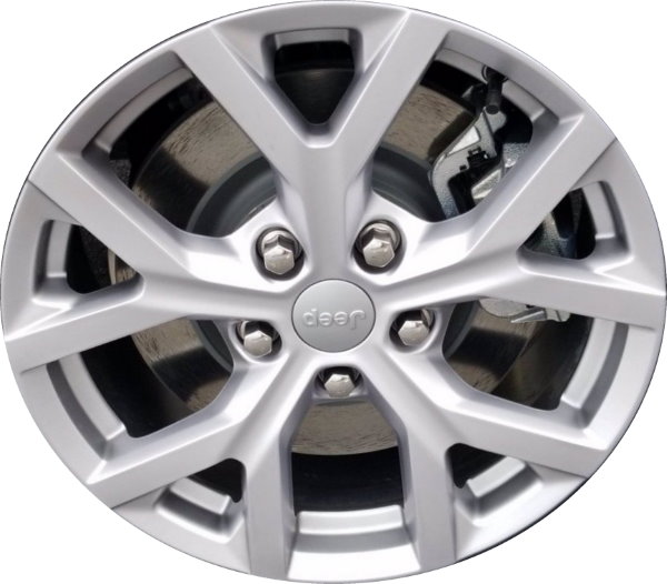 Jeep Grand Cherokee 2022-2024, Grand Cherokee L 2021-2024 powder coat silver 18x8 aluminum wheels or rims. Hollander part number ALY9285/ALY9307B, OEM part number 68533598AA.
