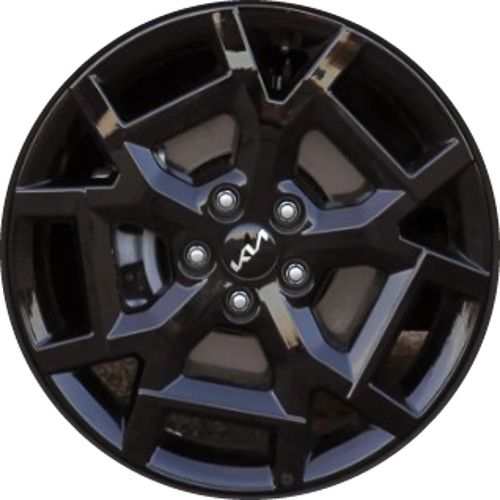 KIA Carnival 2025 powder coat black 19x7.5 aluminum wheels or rims. Hollander part number ALY94046, OEM part number 52910-ROZAO