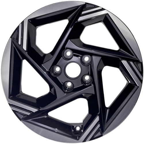 KIA K4 2025 black machined 17x7 aluminum wheels or rims. Hollander part number ALYKM010, OEM part number Not Yet Known