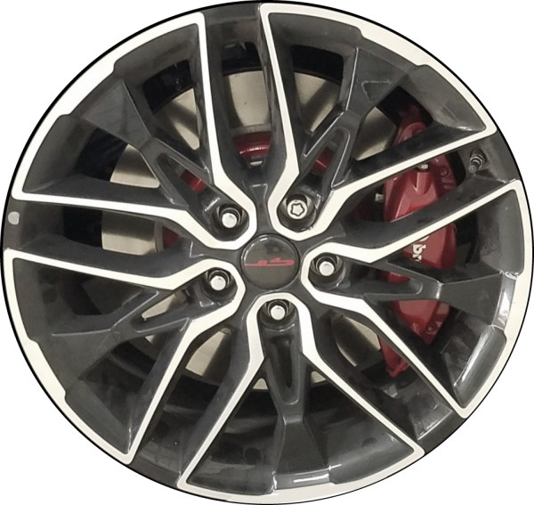 KIA K5 2021-2024 black machined 19x8 aluminum wheels or rims. Hollander part number ALY71029, OEM part number 52906-L3430.